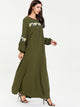 Floral Appliques Bishop Sleeve Maxi Dress