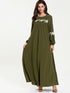 Floral Appliques Bishop Sleeve Maxi Dress