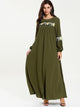Floral Appliques Bishop Sleeve Maxi Dress