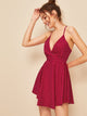 Plunging Crisscross Back Polka Dot Cami Dress