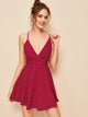 Plunging Crisscross Back Polka Dot Cami Dress