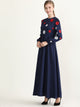 Floral Embroidered Bishop Sleeve Maxi Dress