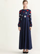 Floral Embroidered Bishop Sleeve Maxi Dress
