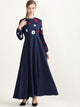 Floral Embroidered Bishop Sleeve Maxi Dress