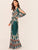 Tribal Print Split Sleeve Wrap Belted Fishtail Dress