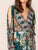 Tribal Print Split Sleeve Wrap Belted Fishtail Dress