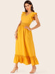 Lace Panel Ruffle Hem Dress
