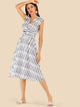 Lace Up Back Striped Dress