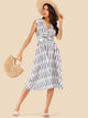Lace Up Back Striped Dress