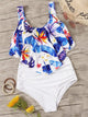 Floral Hanky Hem Top With High Waist Bikini Set