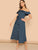 Flounce Foldover Off Shoulder Button Front Dress