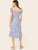 Knot Frill Trim Split Hem Shirred Dress