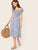 Knot Frill Trim Split Hem Shirred Dress