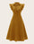  Solid Ruffle Armhole Fit and Flare Dress