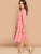 Scallop Trim Belted Flare Dress