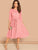 Scallop Trim Belted Flare Dress