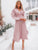 Simplee Surplice Neck Ruffle Trim Striped Dress