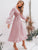 Simplee Surplice Neck Ruffle Trim Striped Dress