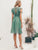 Simplee Polka-dot Print Ruffle Trim Belted Tea Dress