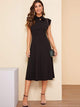  Solid Ruffle Armhole Fit and Flare Dress