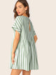 Keyhole Back Striped Smock Dress