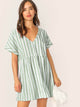 Keyhole Back Striped Smock Dress