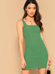 Solid Rib-knit Bodycon Tank Dress