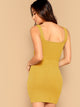 Solid Rib-knit Bodycon Tank Dress