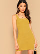 Solid Rib-knit Bodycon Tank Dress