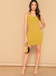 Solid Rib-knit Bodycon Tank Dress