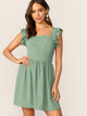 Ruffle Trim Tie Back Dress