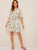Floral Print Ruffle Hem Belted Dress