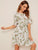 Floral Print Ruffle Hem Belted Dress