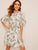 Floral Print Ruffle Hem Belted Dress