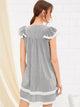 Lace Panel Embroidery Striped Babydoll Dress