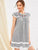 Lace Panel Embroidery Striped Babydoll Dress