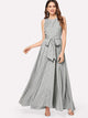 Striped Bow Tie Waist Maxi Dress