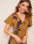 Floral Print Surplice Front Ruffle Hem Dress