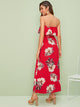 Foldover Front Floral Print Wrap Tube Dress