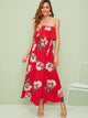 Foldover Front Floral Print Wrap Tube Dress