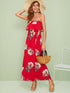 Foldover Front Floral Print Wrap Tube Dress