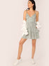 Ditsy Floral Empire Waist Ruffle Hem Ruched Slip Dress