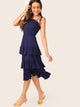 Knot Strap Frill Trim Layered Dress