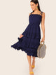 Knot Strap Frill Trim Layered Dress
