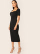 Hook and Eye Front Sweetheart Neck Pencil Dress