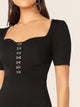 Hook and Eye Front Sweetheart Neck Pencil Dress