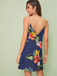 Double V-Neck Floral Print Cami Dress