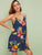 Double V-Neck Floral Print Cami Dress