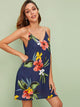 Double V-Neck Floral Print Cami Dress