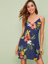 Double V-Neck Floral Print Cami Dress